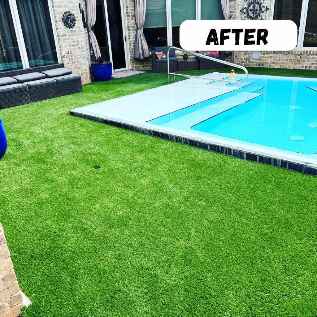 artificial pool turf installation